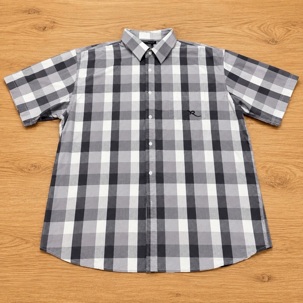 BIG XXXL Rocawear Shirt Mens Button Up Black White Striped RCWR Y2K Streetwear